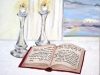 Zehava (Friedmann) Lasker<br>Shabbat candles lighting<br>Oil on Canvas<br>2013