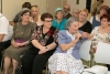 During the Opening: the guests, Mrs. Pnina Amir making her speech (the founder and 20 years - director of the Society of the Blind, Mrs. Mina Kalman, lawyer and member of the City Hall Deputies, and Gina Meir, art teacher of the members of the Society for the Blinds; from right to left, background: Mrs Daliah, Mrs. Dorit Worczmanof the Lions Club and Mrs Ety Cohen, director of the City Halls Social Department.