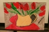Kami Bar Davids Painting "Red Tulips" with Oil Pastels, 2017
