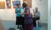 Opening of the 'Fruit of Peace in Israel' Associations Exhibition 'A Thousand Shades of Color' in the Municipal Library Beersheba on the 20th. of July 2015, in front from right to left: the artist Pnina Barkai, Rahel Dei, Member of The Society for The Blinds, Gina Meir-Duellmann and the musician Wladimir Friedmann. Back: pictures from right to left:  Shula Rapoport and Gina Meir. Photo by Ilan Cohen