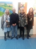 Artists Ana Miron, guest Rosa, artist Leonardo Grinberg and Rachel Beatriz in front of her pictures