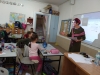 Fruits of Peace in Israel artist Gina Meir Duellmanns workshop in "Painting hearing Waltz Melody" for a class of elementary Jewish-Arabic school "Degania", Beersheba, November 2019. 