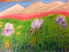 "Three  Iris in the Negev", oil painting on carton, 32.50x 24.50 cm, May 2020