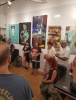 At the inauguration of the exhibition, second left Rosa Psanter, "Fruits of Peace in Israel" artist and third from right Gina Meir Duellmann, on the 11th. of July 2019.